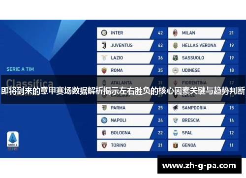 即将到来的意甲赛场数据解析揭示左右胜负的核心因素关键与趋势判断
